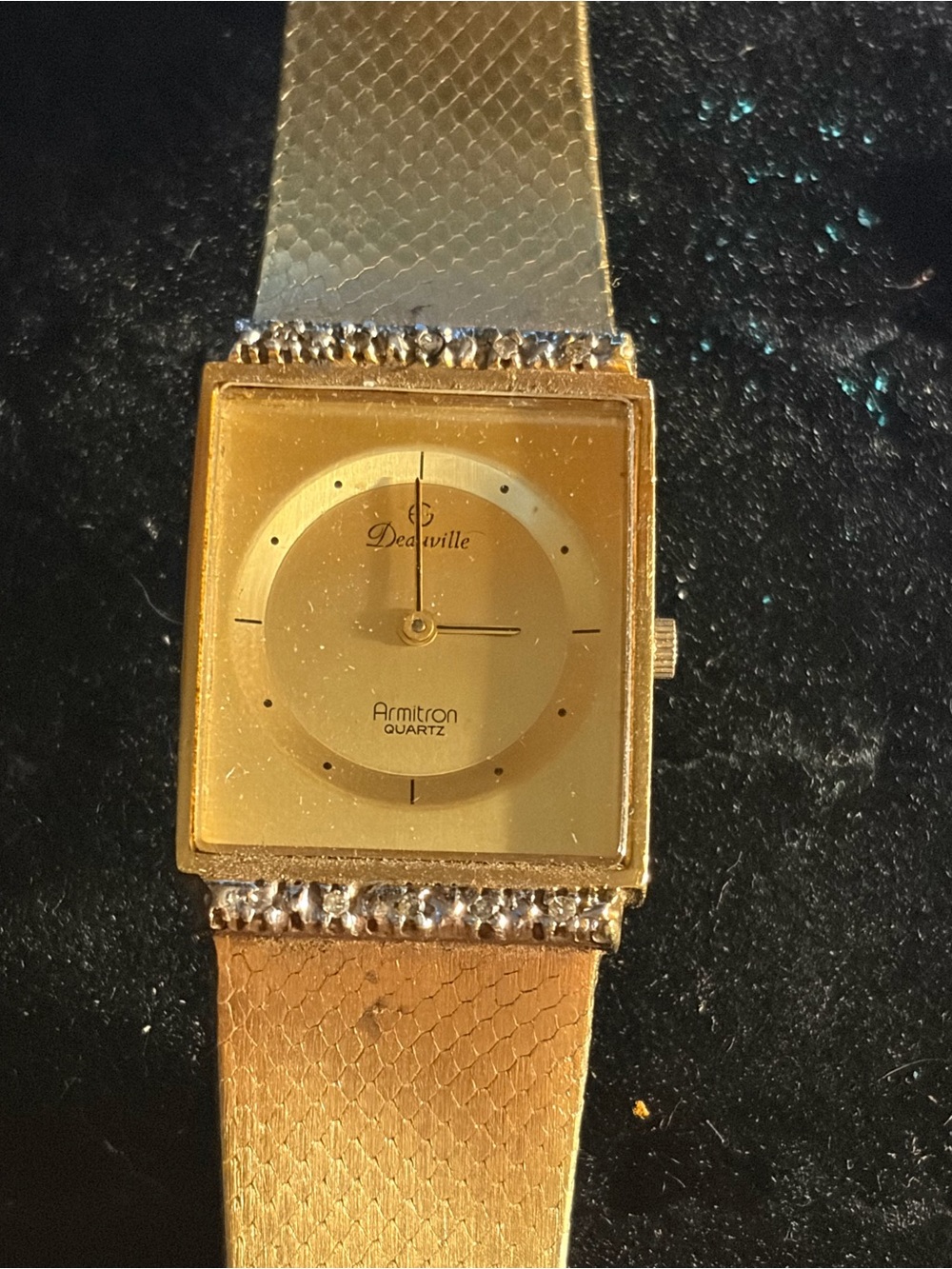 VTG Armitron Gold plated Square Dial Dress Watch